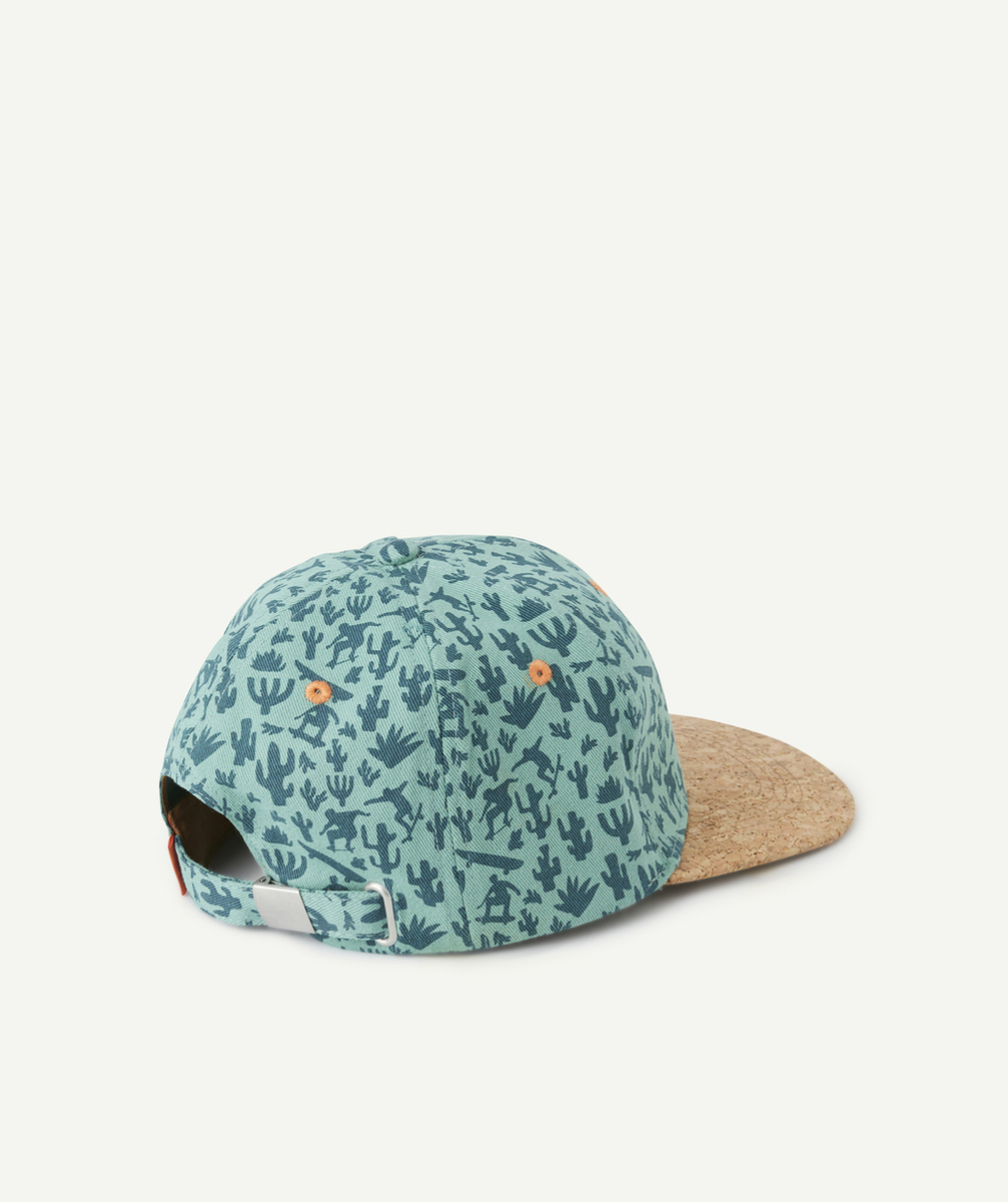 casquette garçon verte imprimé cactus avec visière effet liège et patch