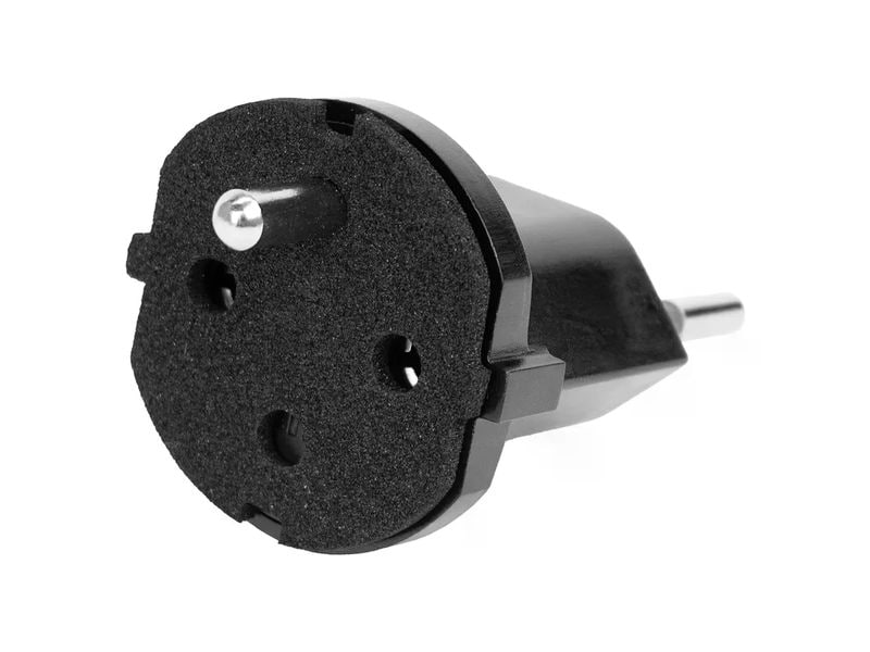 STEFFEN Fixadapter SchuKo Konturenstecker – T12 IP44 mit Mo Deutsch (Schuko CEE7) auf Schweiz (T12) 3 Pol