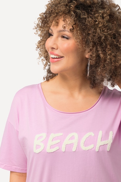 T-Shirt, Frottee-Schriftzug, Oversized, Rundhals, Halbarm