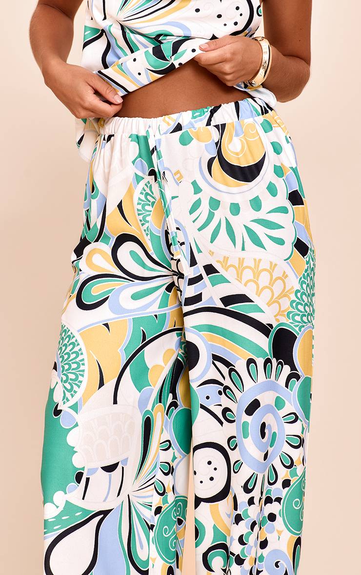 Multicolore Pantalon Large Fluide Tissé À Rayures
