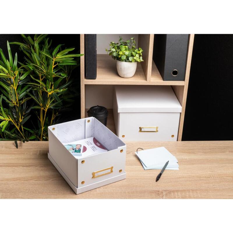 Boîte de rangement à plat carton 20x26x15cm Néo Déco - Blanc