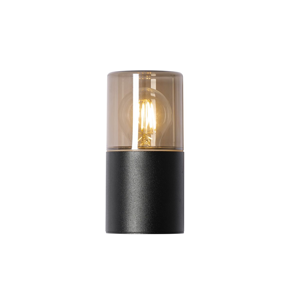 Moderne buiten wandlamp zwart met smoke kap IP44 - Odense