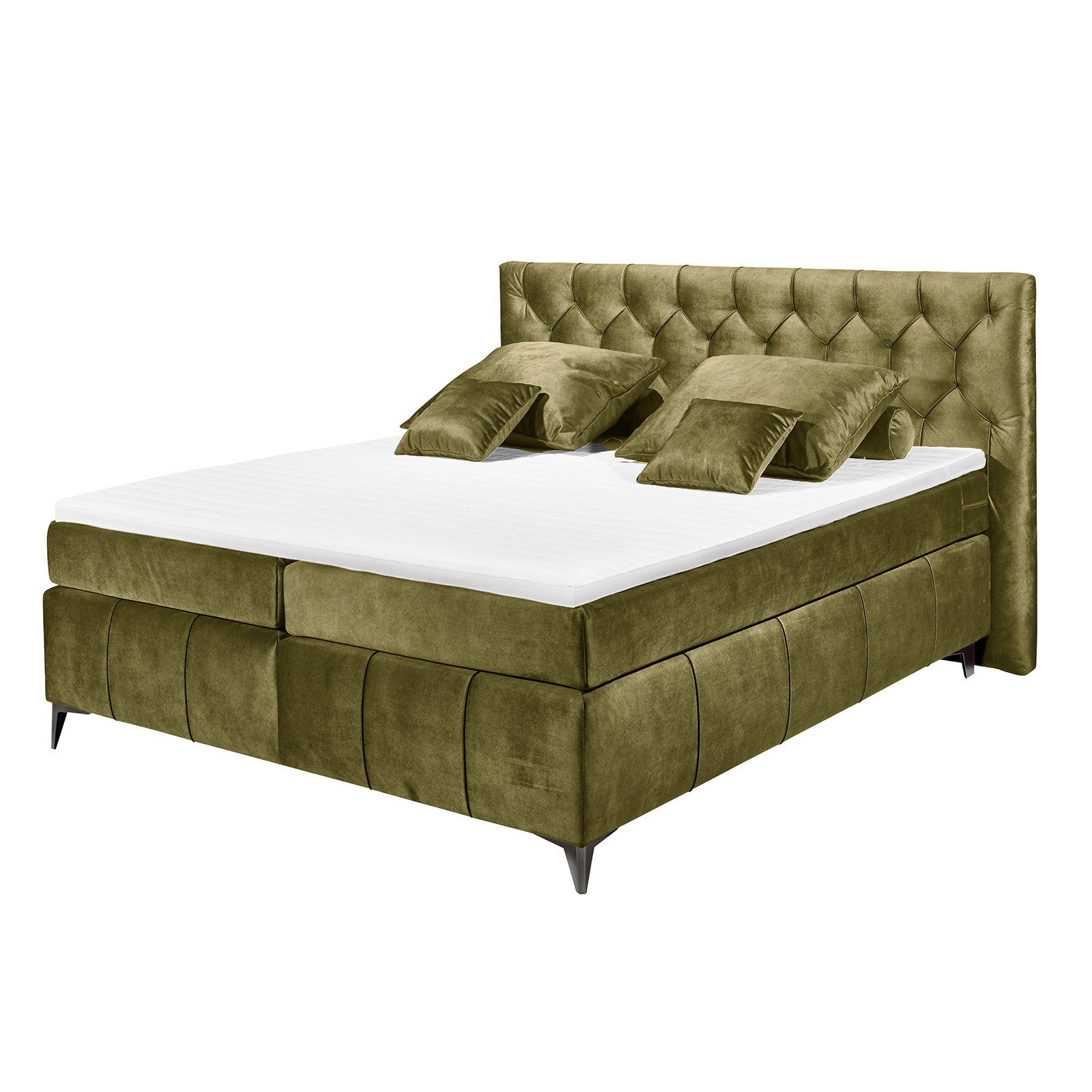 Boxspringbett - olive - Tonnentaschenfederkern - H2 - 180x200 cm