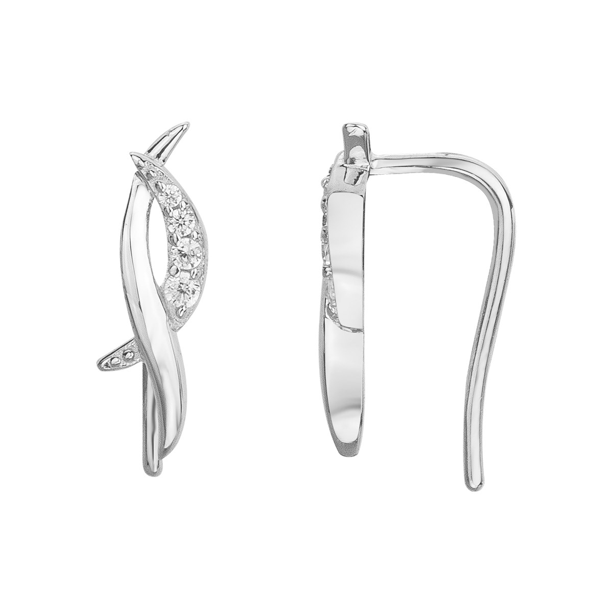 Boucles d'oreilles earcuff en Argent avec oxyde de zirconium blanc
