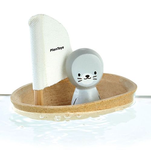 Plan toys badspeelgoed zeilbootje en zeehondje 5710