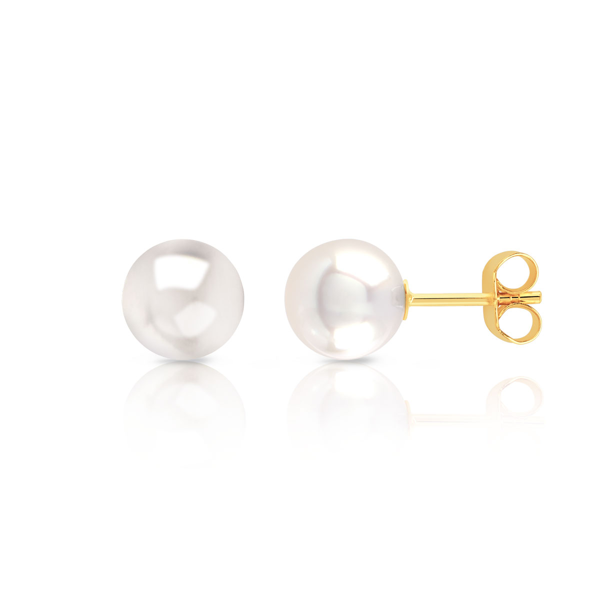 Boucles d'oreilles or 750 jaune perles de culture de Chine