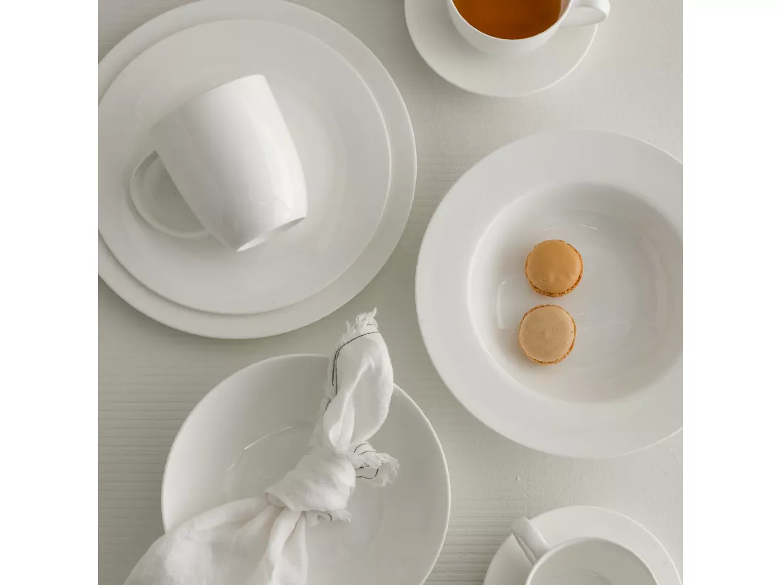 Tasse Avec Soucoupe Bianco Blanc Moyen 7.6 x 14.1