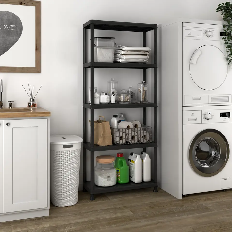 Keter Plus shelf 75/5 - 5 Planken - 75x32x176 cm - Zwart