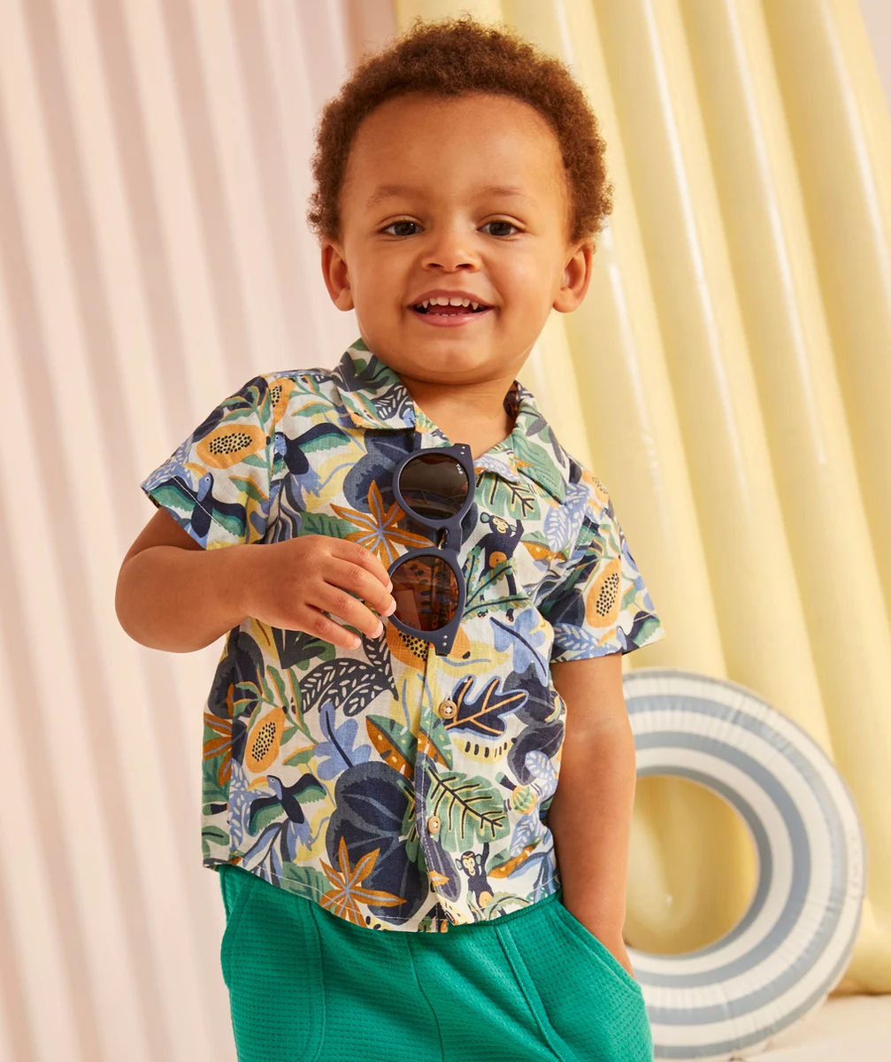 CHEMISE BÉBÉ GARÇON EN COTON THÈME TROPICAL