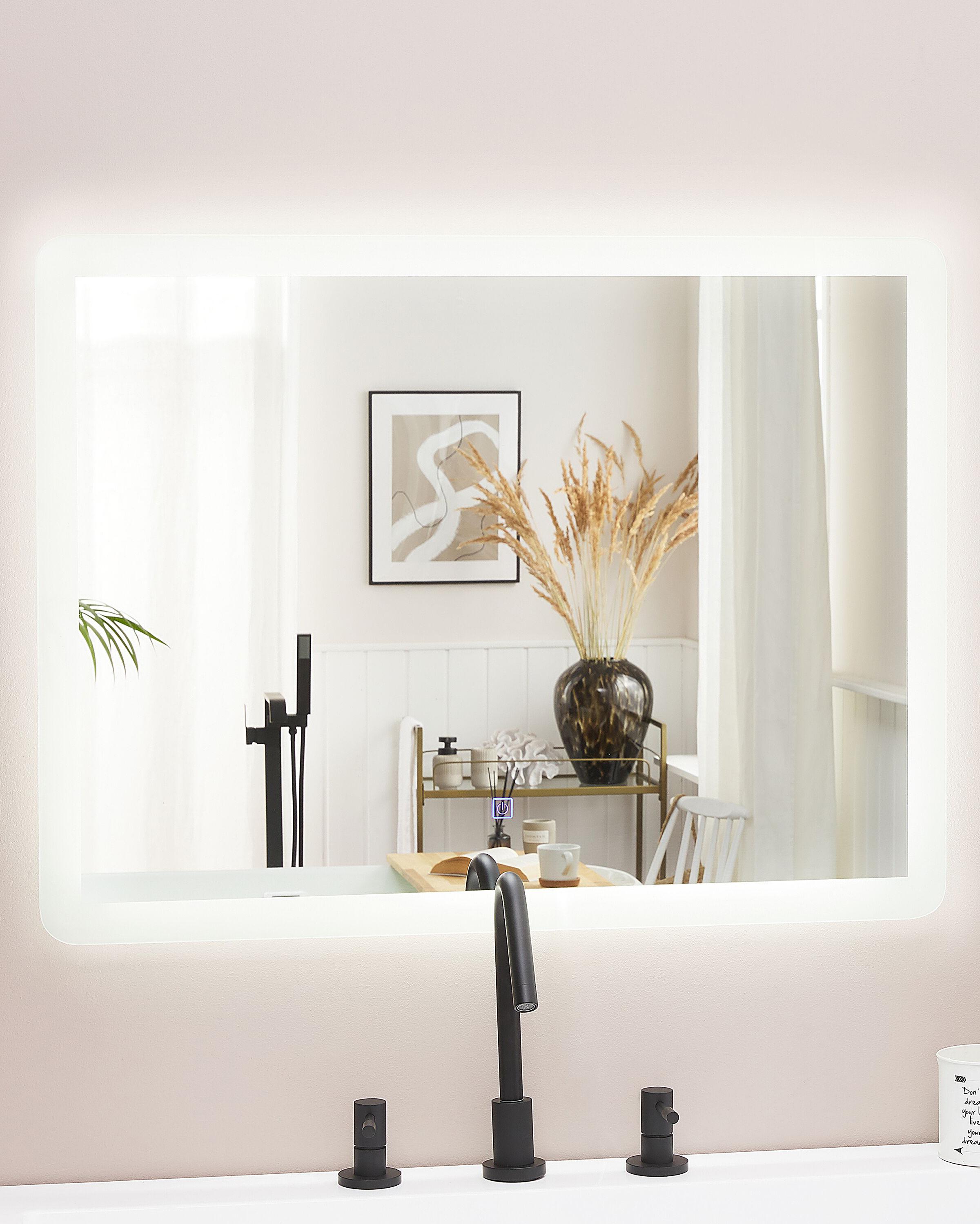 LED badkamerspiegel CORROY 80 cm 60 cm Zilver