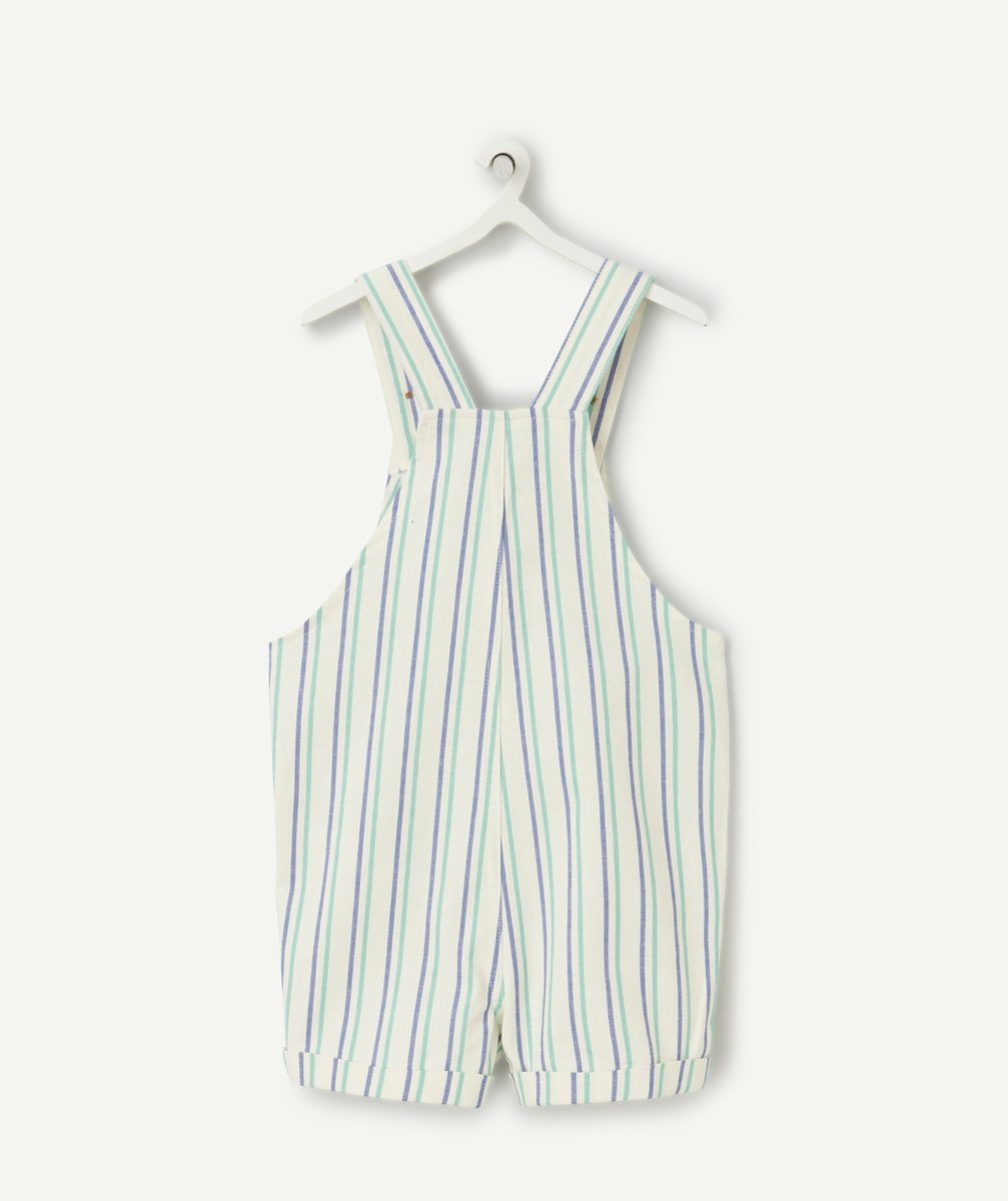 salopette bébé garçon en coton bio à rayures bleu et vert