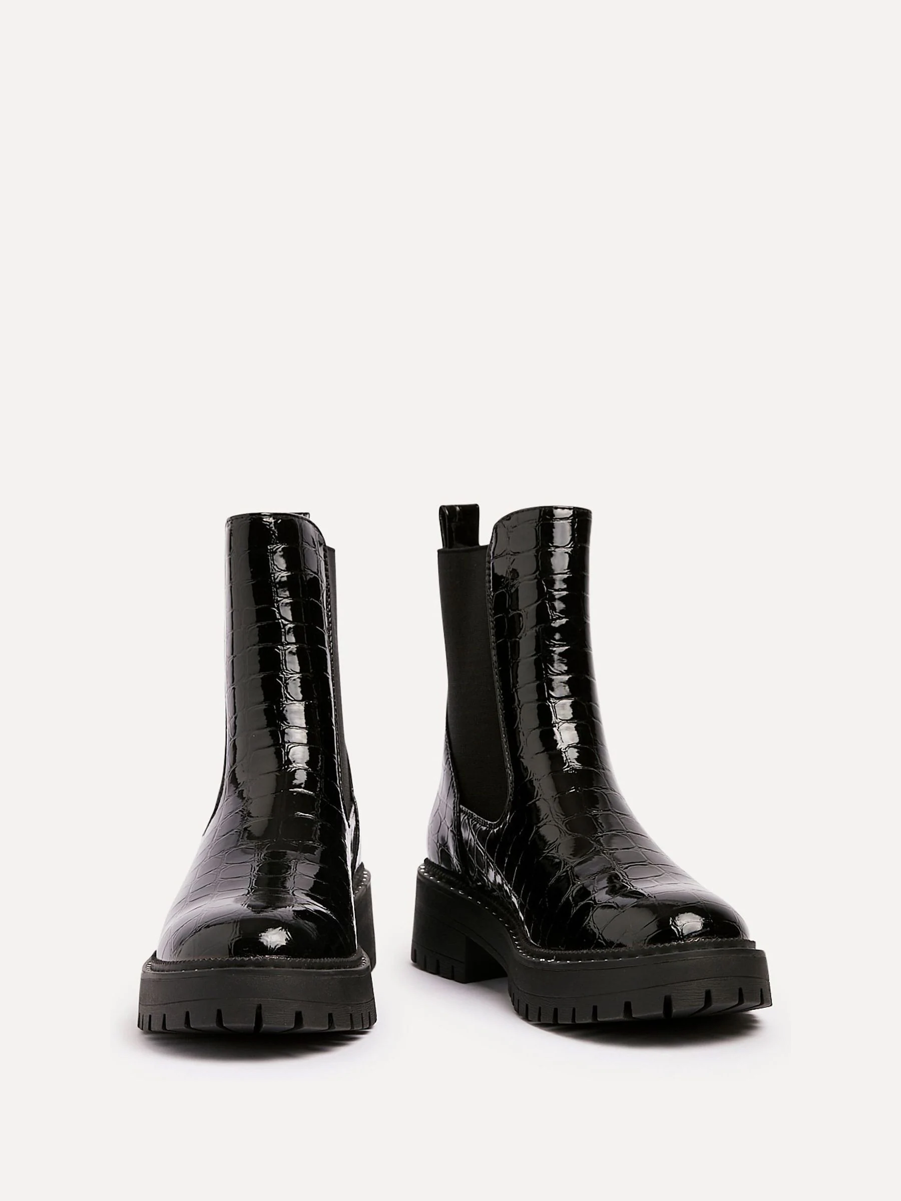 Linzi Landon Chunky Croc Mix Ankle Boots With Stud Detail Sole