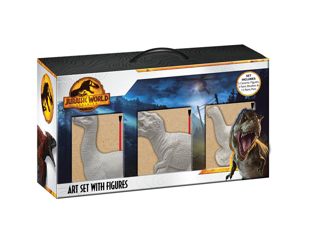 CONJUNTO DE 3 FIGURAS JURASSIC WORLD PARA PINTAR