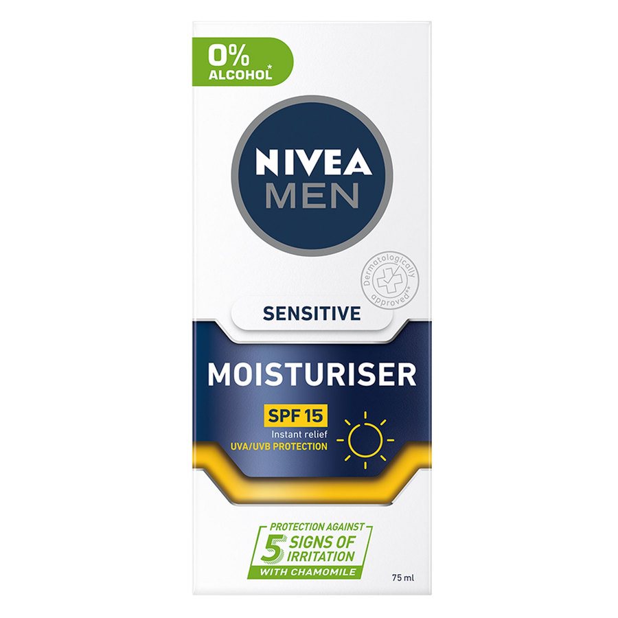 NIVEA Men Sensitive Moisturiser Face Cream SPF15 75ml