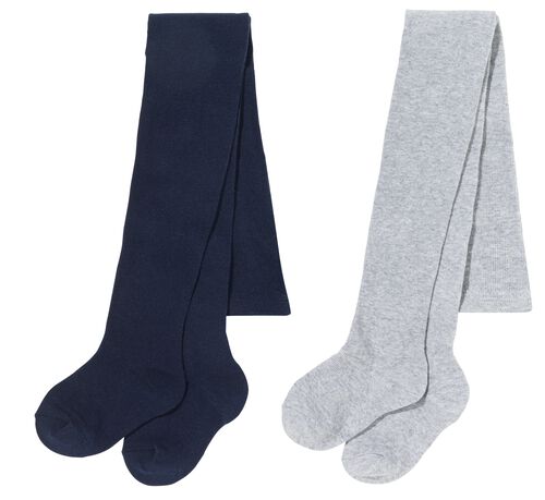 2 paires de collants épais enfant avec coton bleu