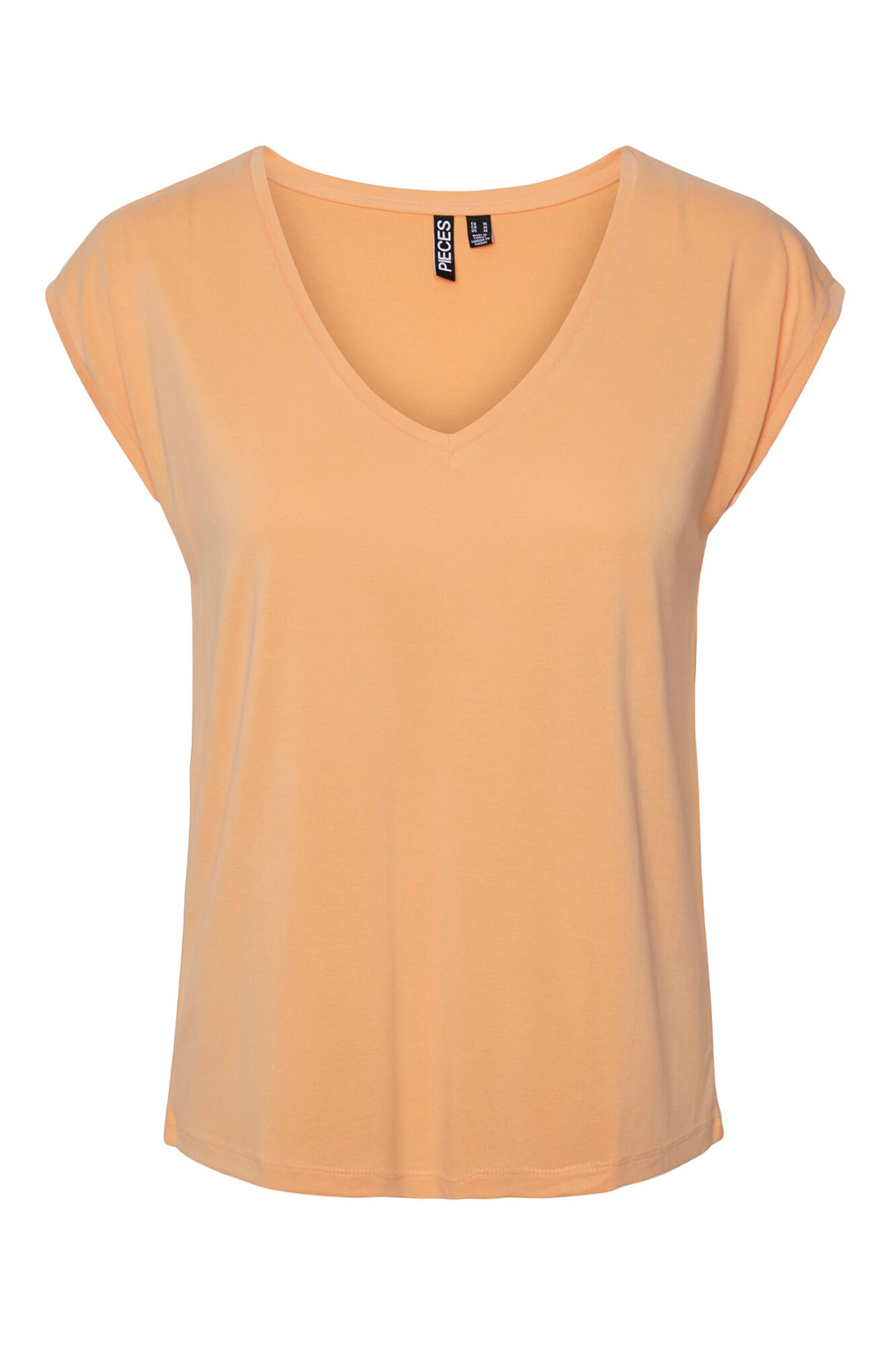 Camiseta básica em MODAL-TENCEL. Mangas curtas e decote em V.