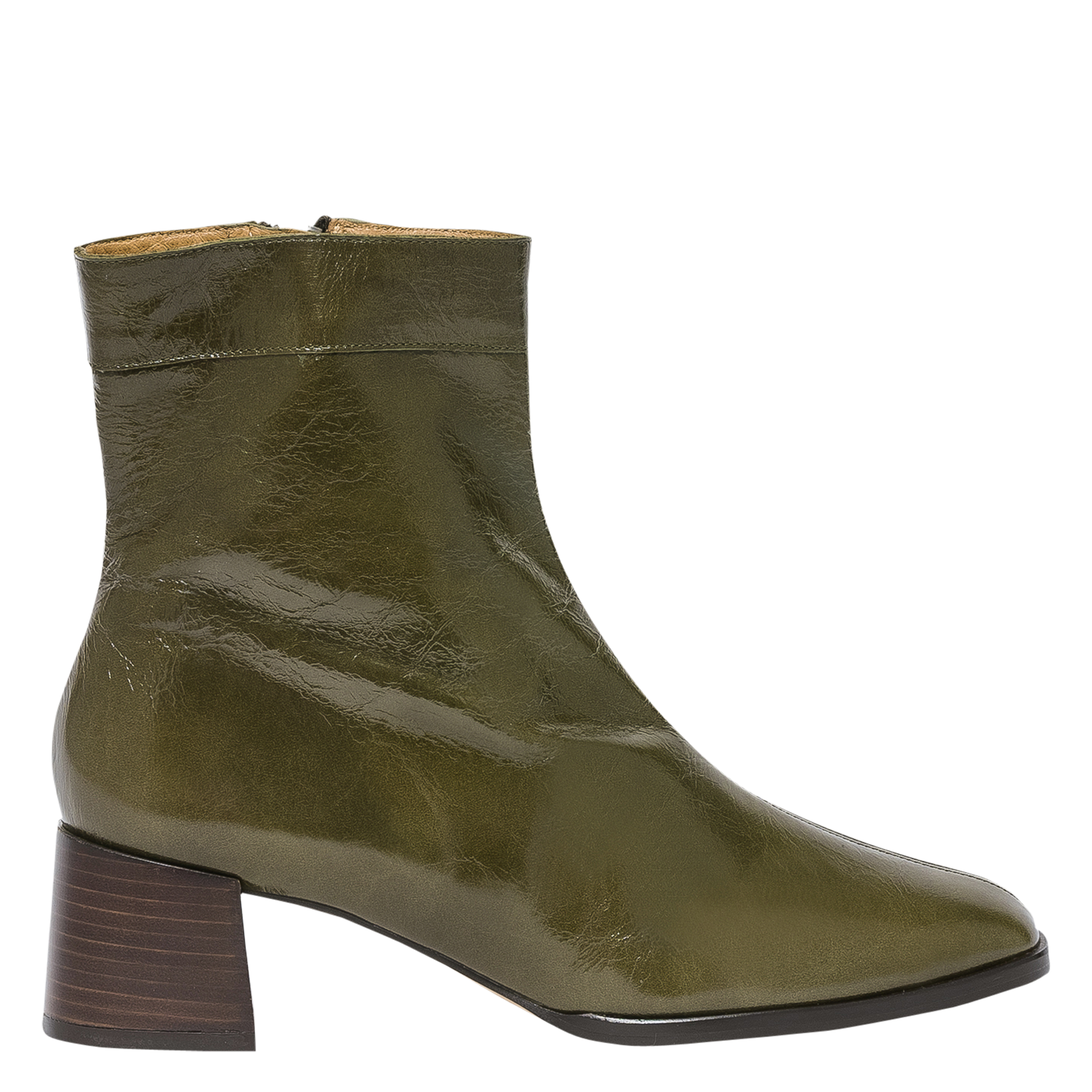 TAMARA - Bottines à talons en cuir vernis | Vert