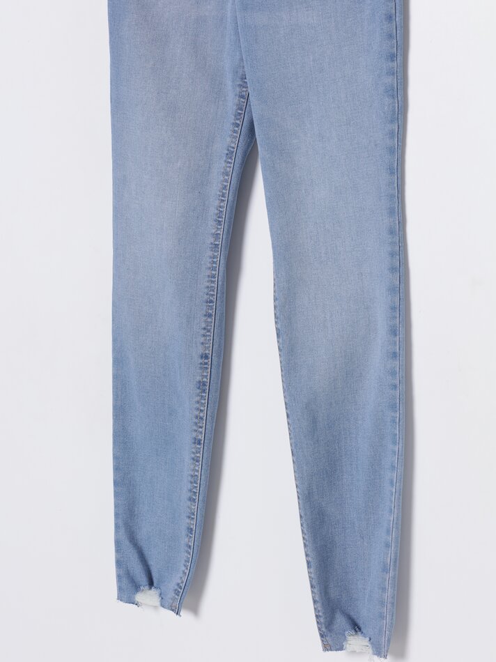 Calça jeans skinny de cintura alta - Azul Mesclado