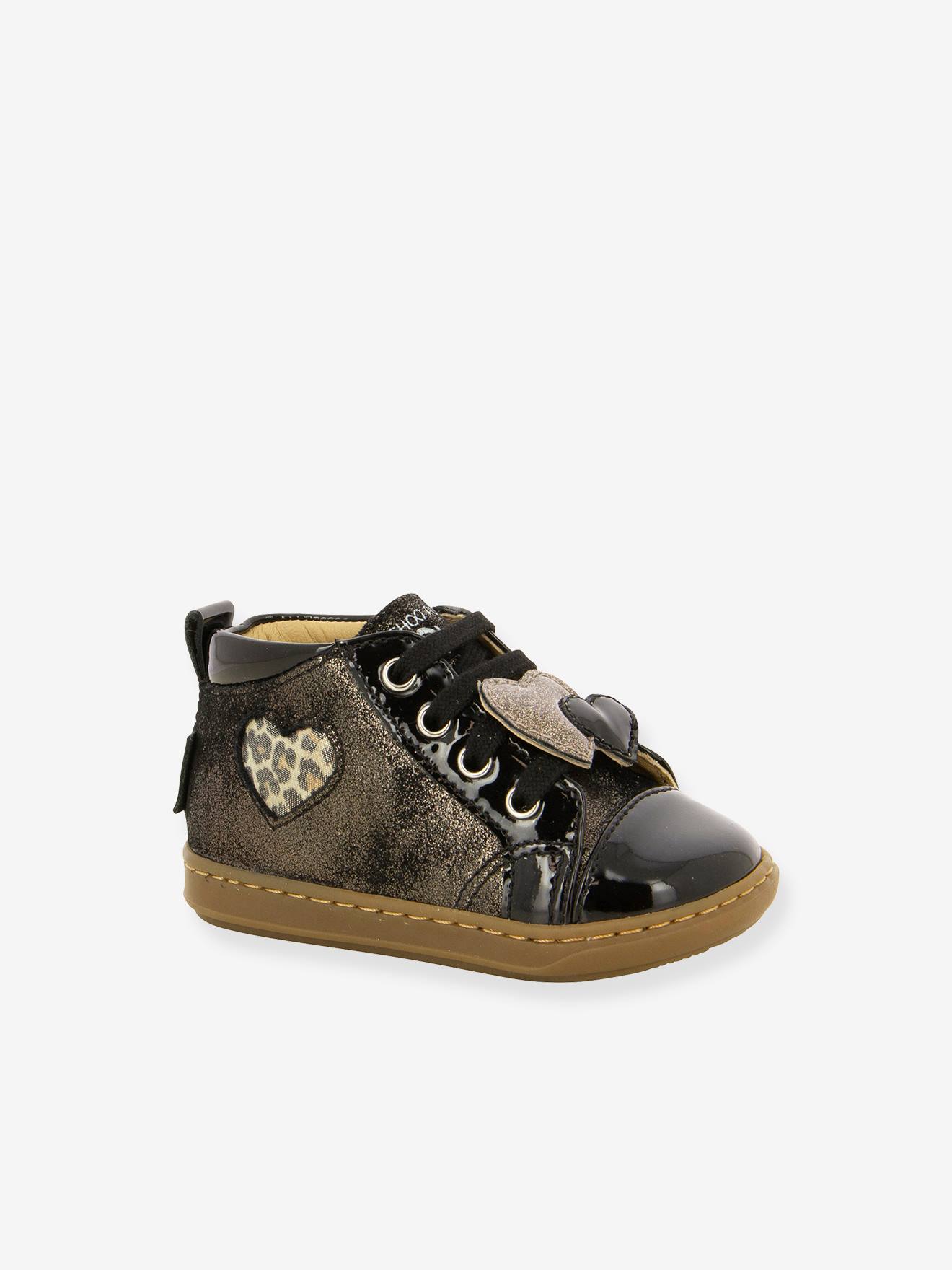 Sapatinhos de bebê Bouba Heart Dust SHOO POM® pretos