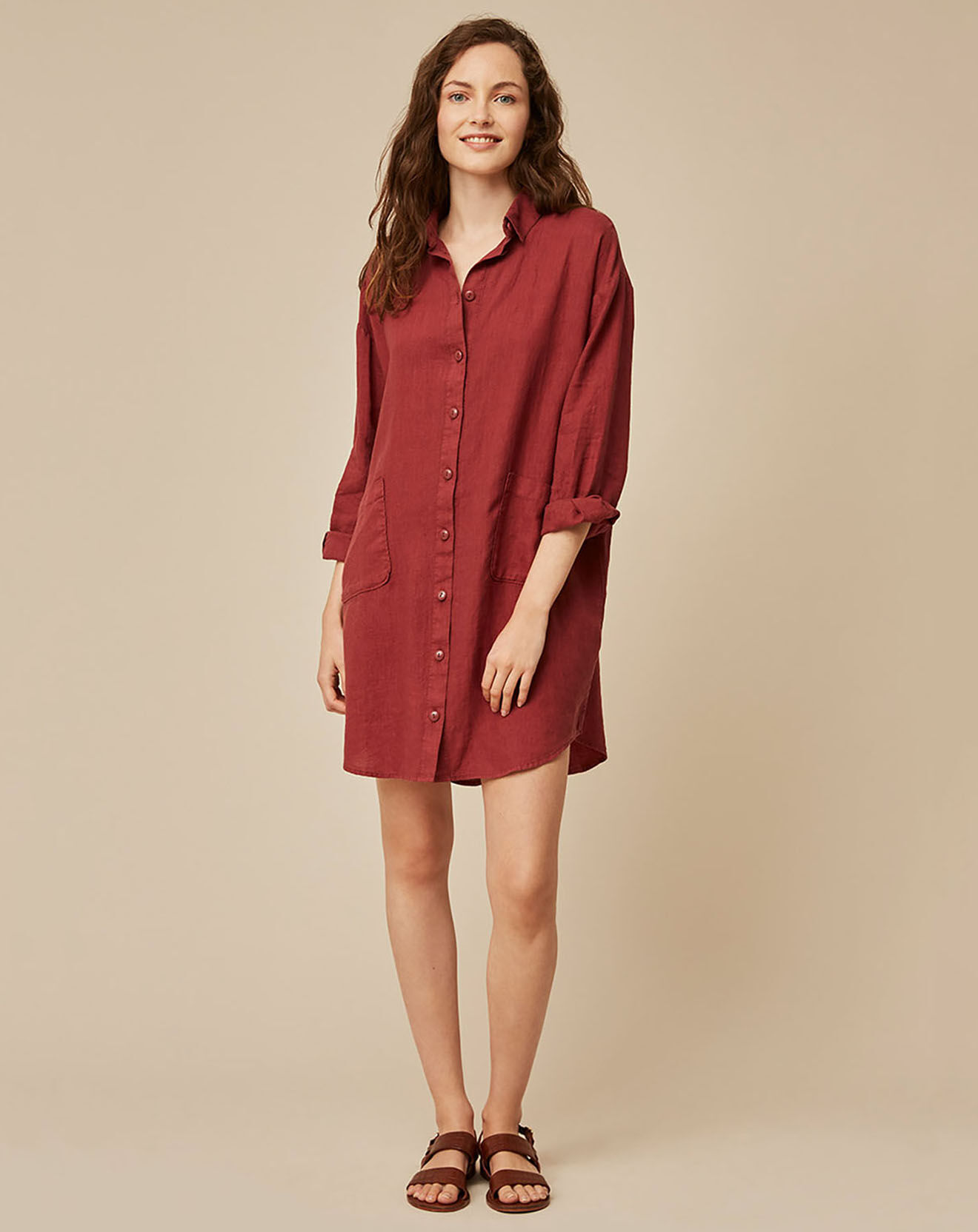 Harris Wilson Robe 100% Lin Caroline terracotta