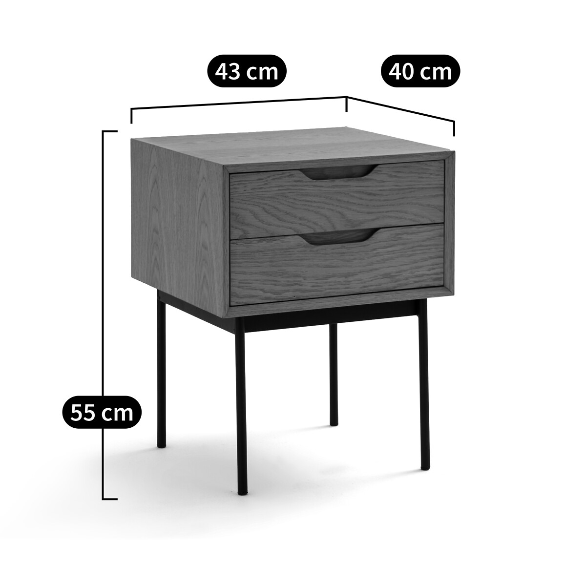 LA REDOUTE INTERIEURS<br>Mesa de cabeceira com 2 gavetas, Noyeto