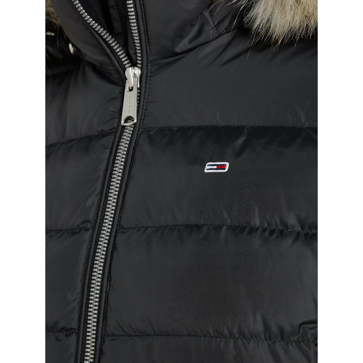 TOMMY JEANS<br>Jaqueta curta de plumas com capuz e zíper