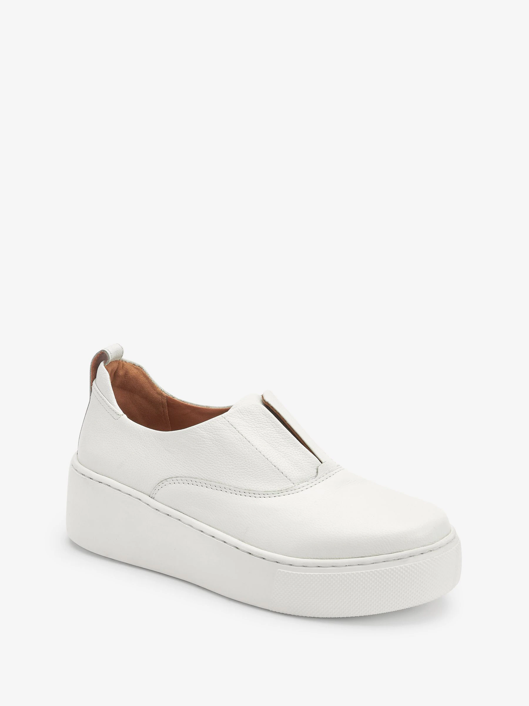 Wit - Signature leren sneakers met dikke plateauzolen en sleehak