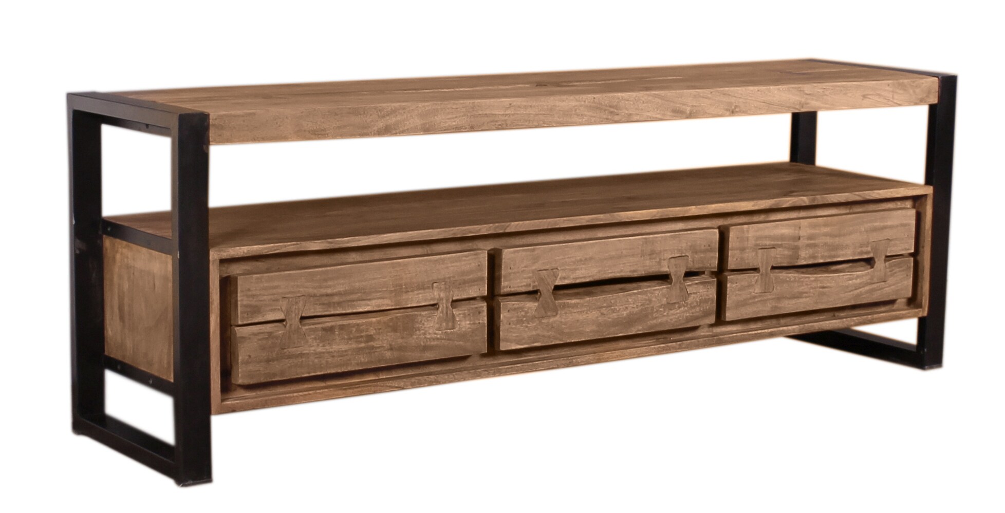 Lowboard Natural Akazie Kommode Sideboard TV Fernseher Hifi Wohnzimmer Schrank