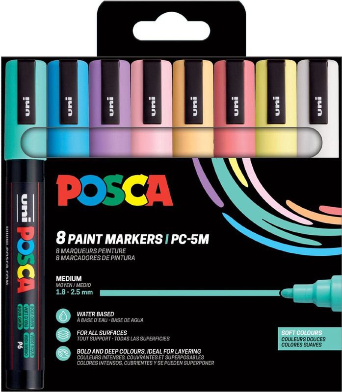 POSCA PC-5M Verfmarkerset Metallic (1,8 - 2,5 Mm Rond) 8 Stuk - Divers