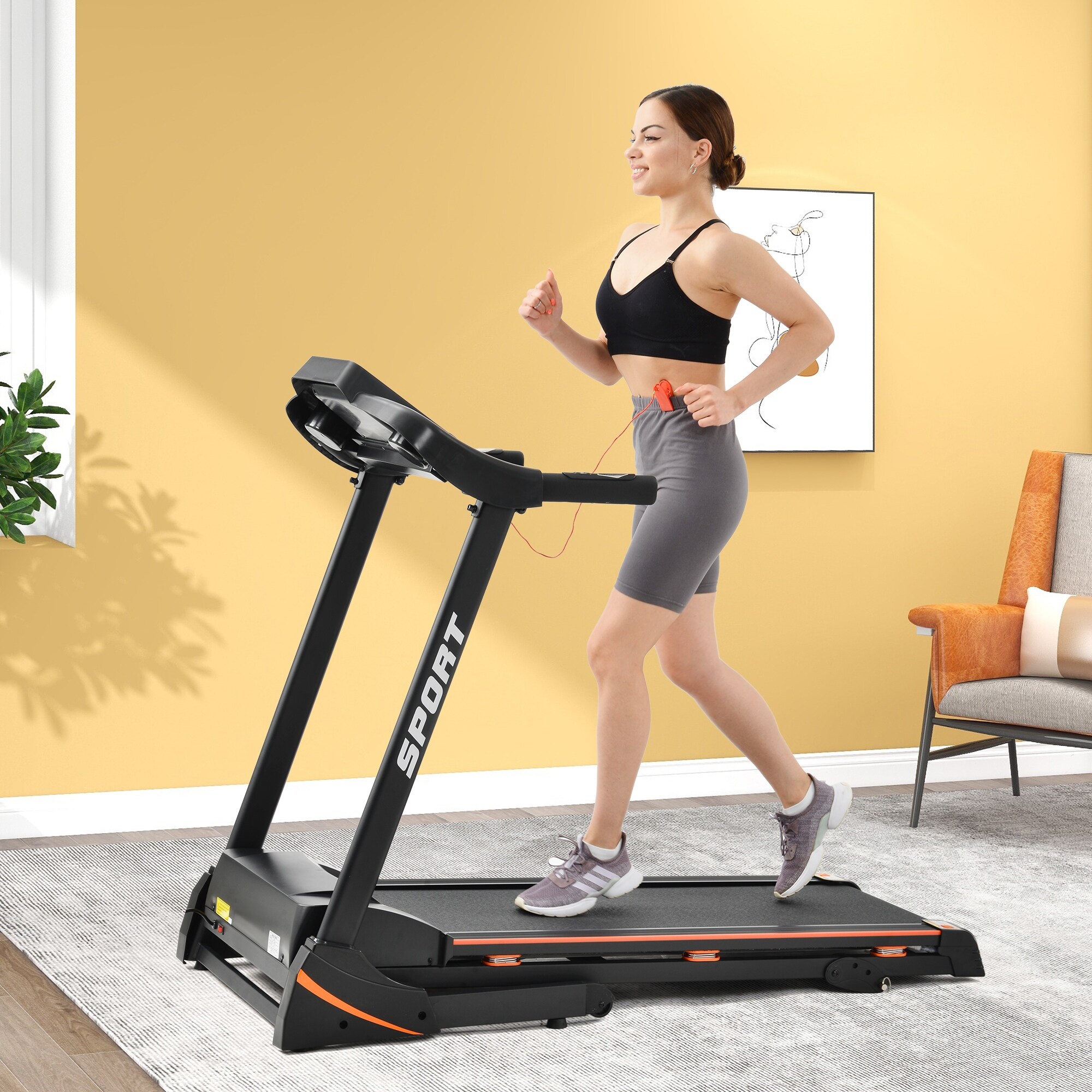 Esteira elétrica dobrável de 3,5 HP com inclinação média, motorizada, com tela LCD, para academia, suporta até 150 kg (330 lbs).