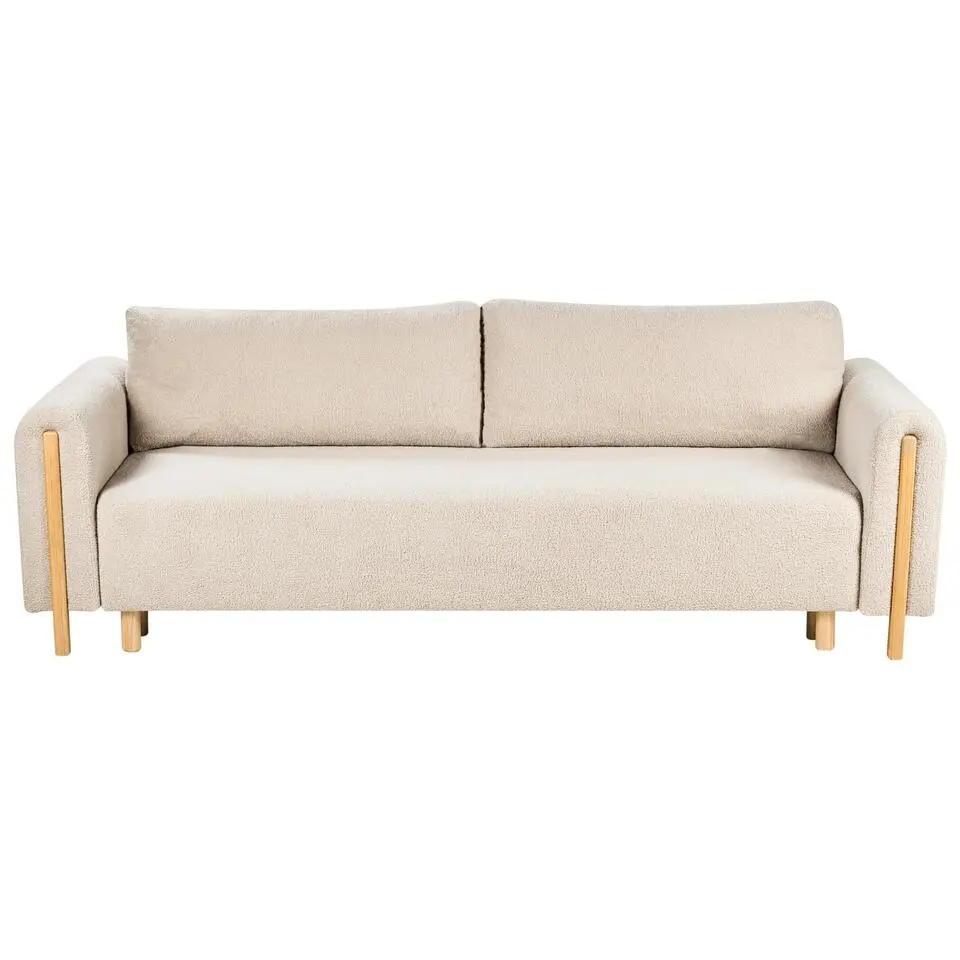 KVAM - Slaapbank 3-zits opbergruimte - Beige - Bouclé