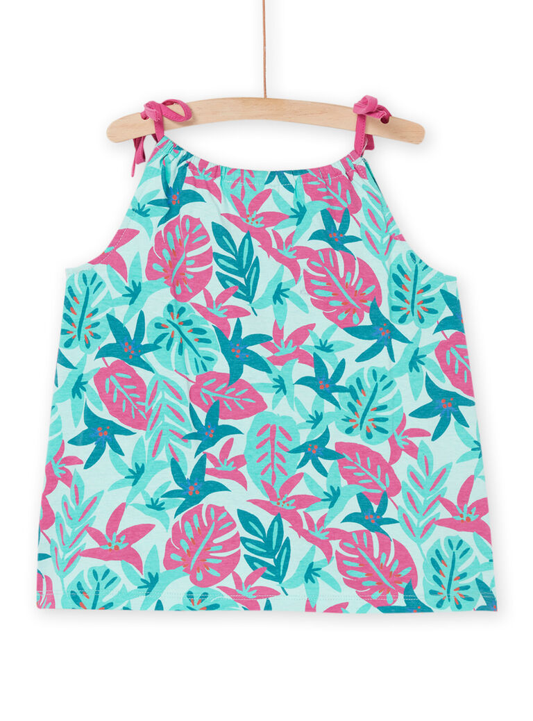 Débardeur bleu et rose à imprimé tropical