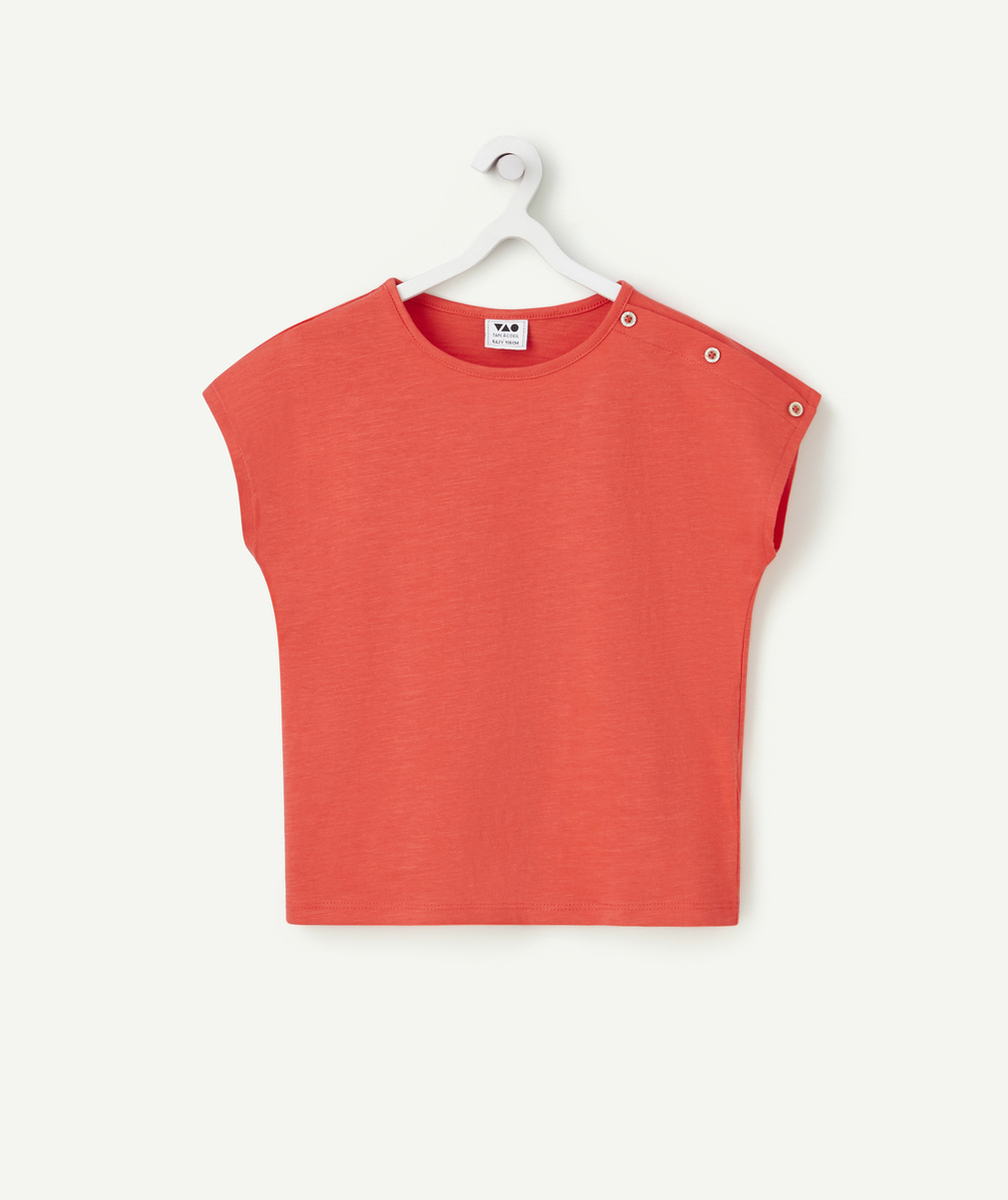 T-SHIRT MANCHES COURTES FILLE EN COTON BIO ROUGE