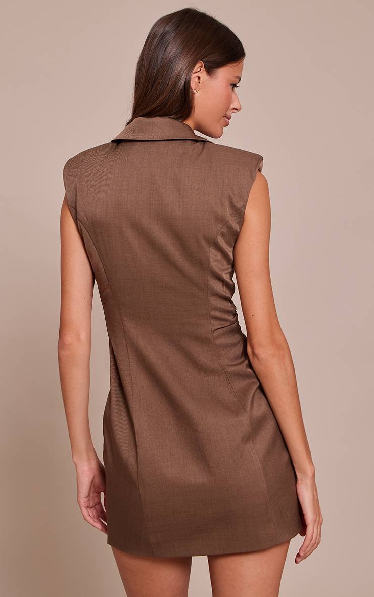 Chocolat Robe Moulante Sans Manches En Tissu Texturé Structuré