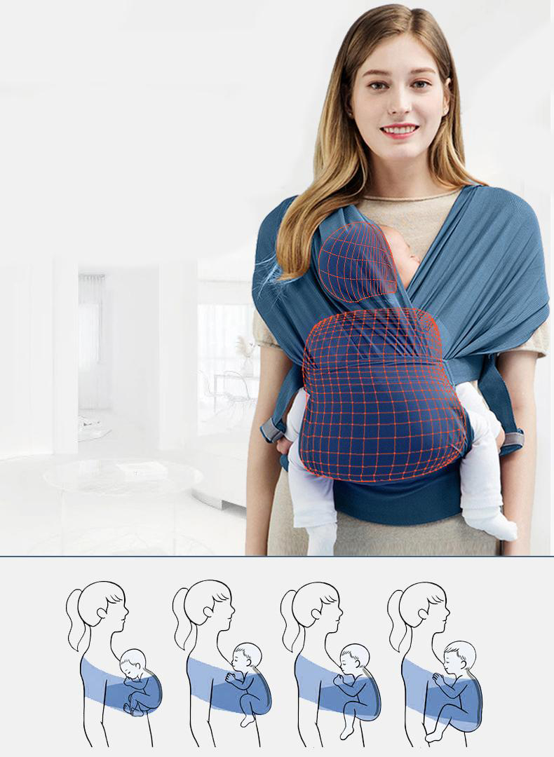 Baby Tragetuch Elastisches Stilltuch für Neugeborene mit Verstellbarem Gurt - Schwarz
