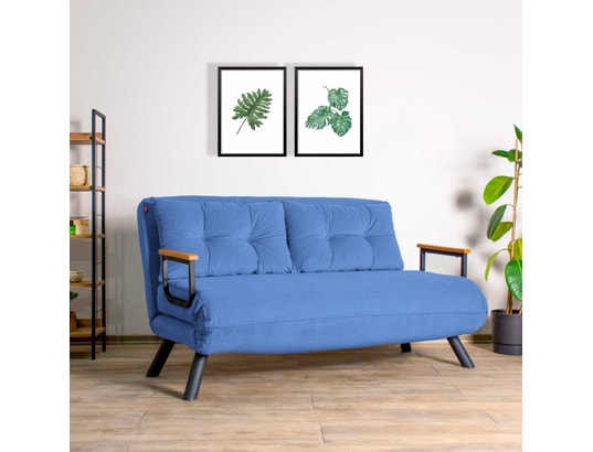 CONCEPT1 - Canapé lit Sando 2 places bleu 133 x 78 x h78