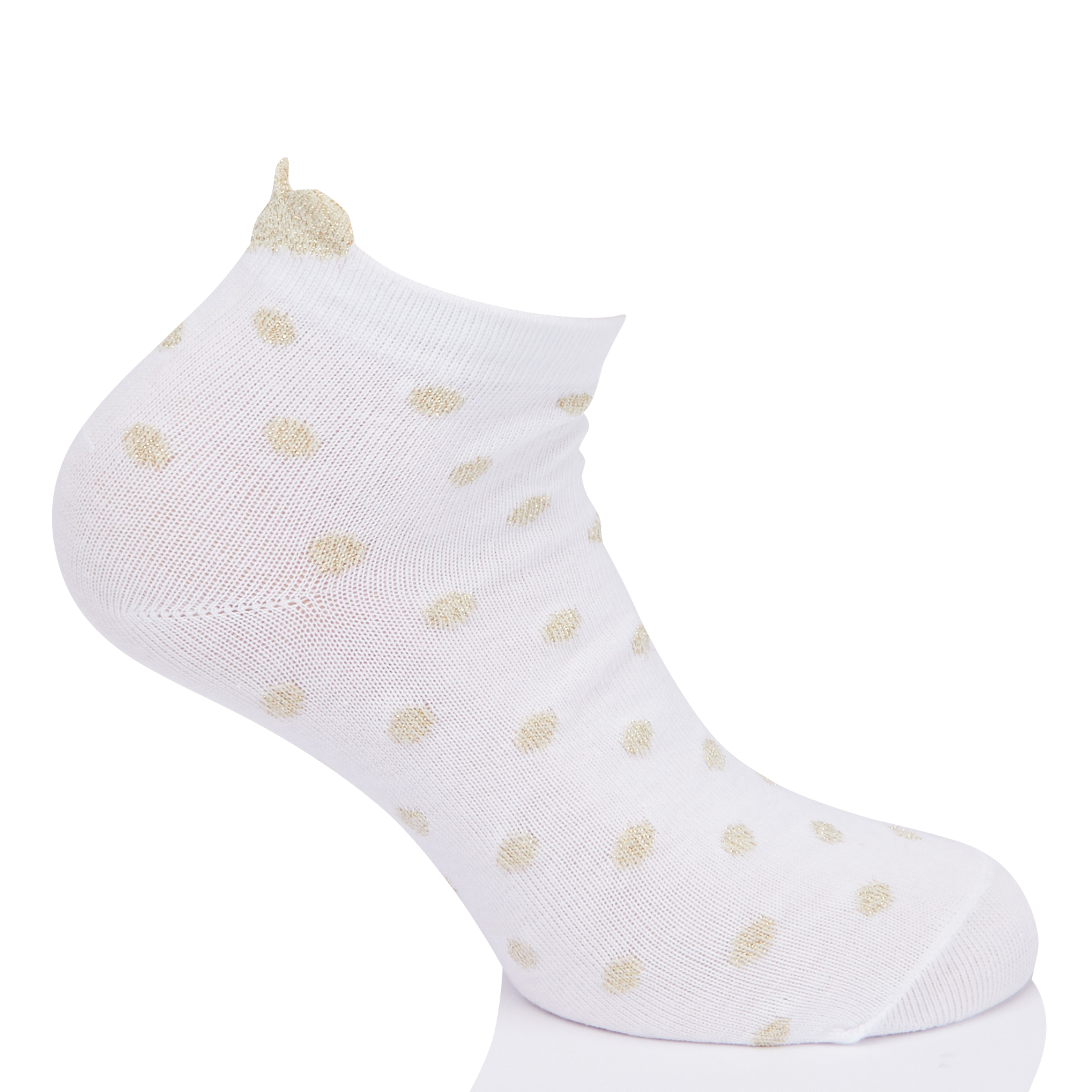 LAURA - Chaussettes languettes à pois| Blanc