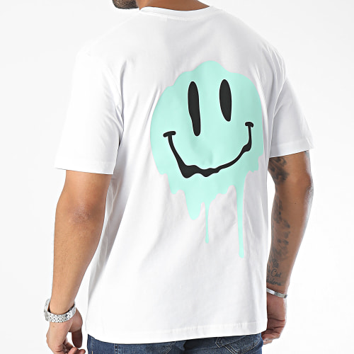 Tee Shirt Oversize Large Dripping Smiles Blanc Vert