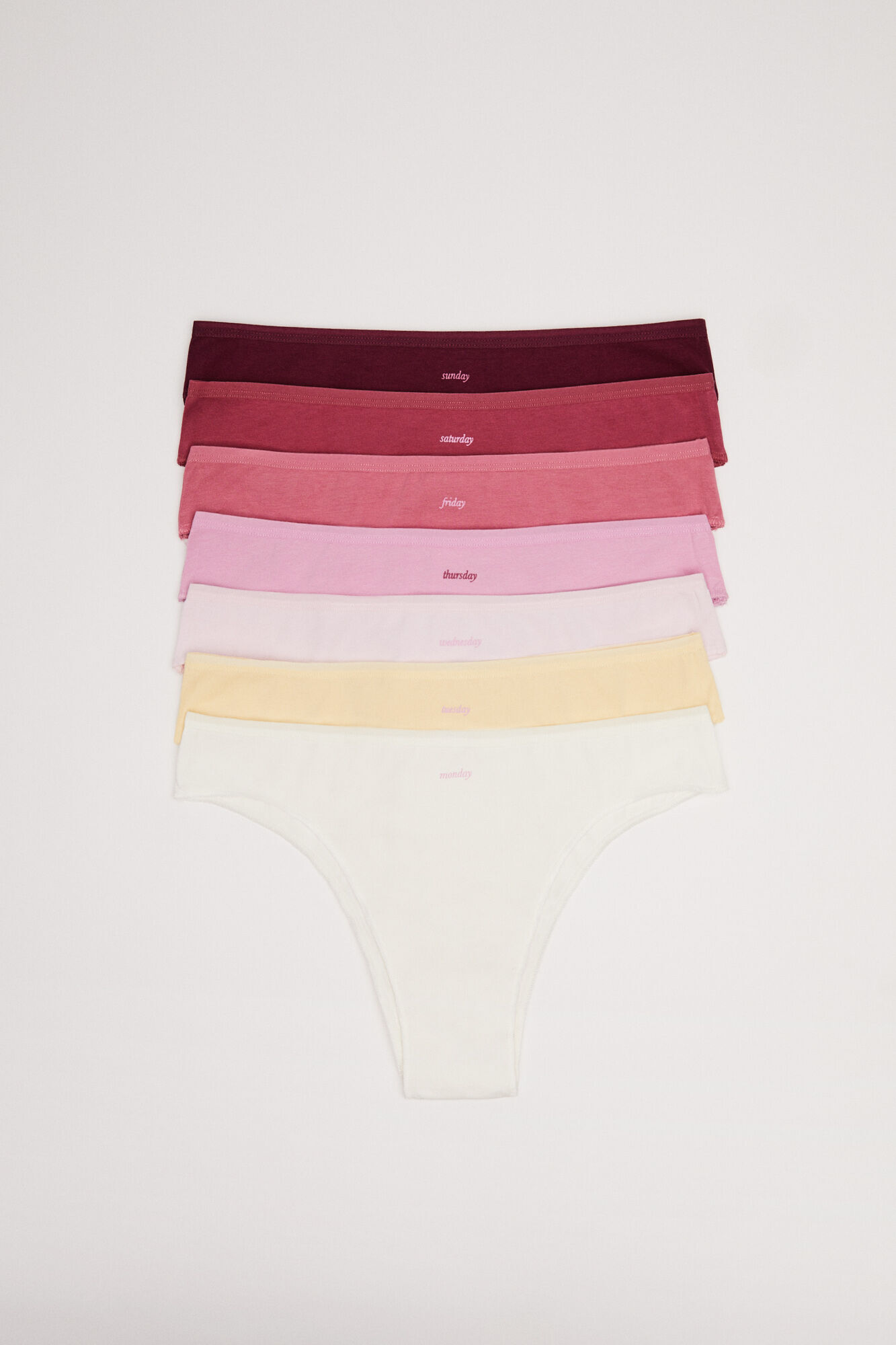 Pacote com 7 calcinhas brasileiras de algodão rosa