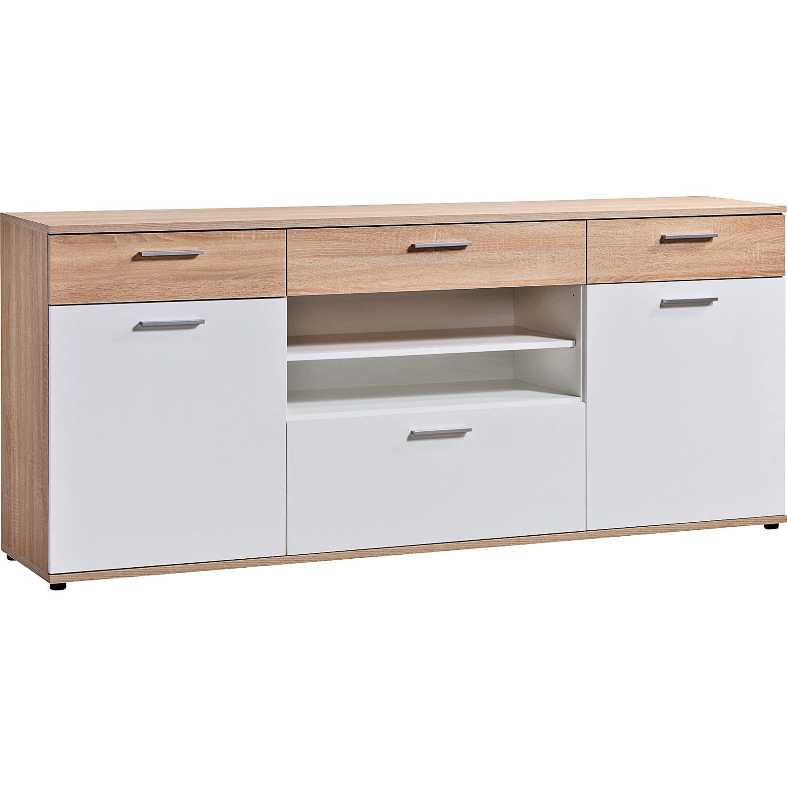 Sideboard Oscar Dekor Eiche Sonoma weiss 192 x 82 x 40 cm
