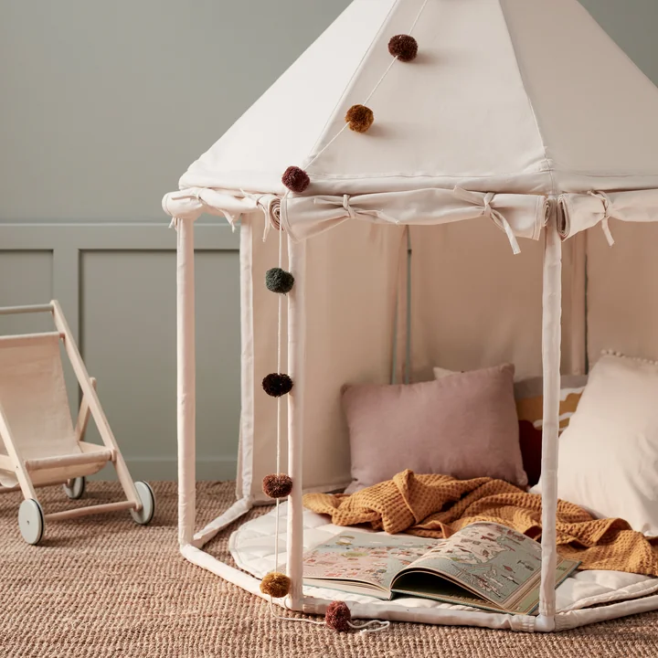 Kids Concept - Spielzelt Pavillon, Ø 122 x H 142 cm, beige