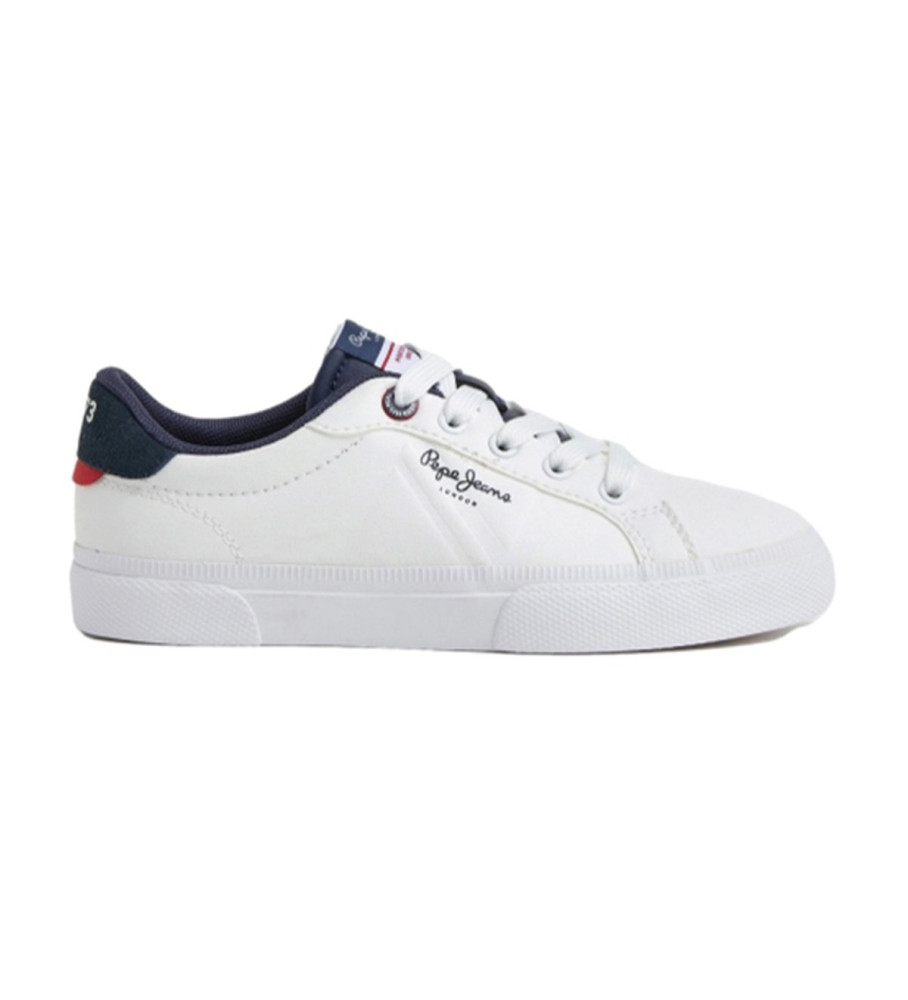 Tênis Pepe Jeans Kenton Flag Basic de couro, branco
