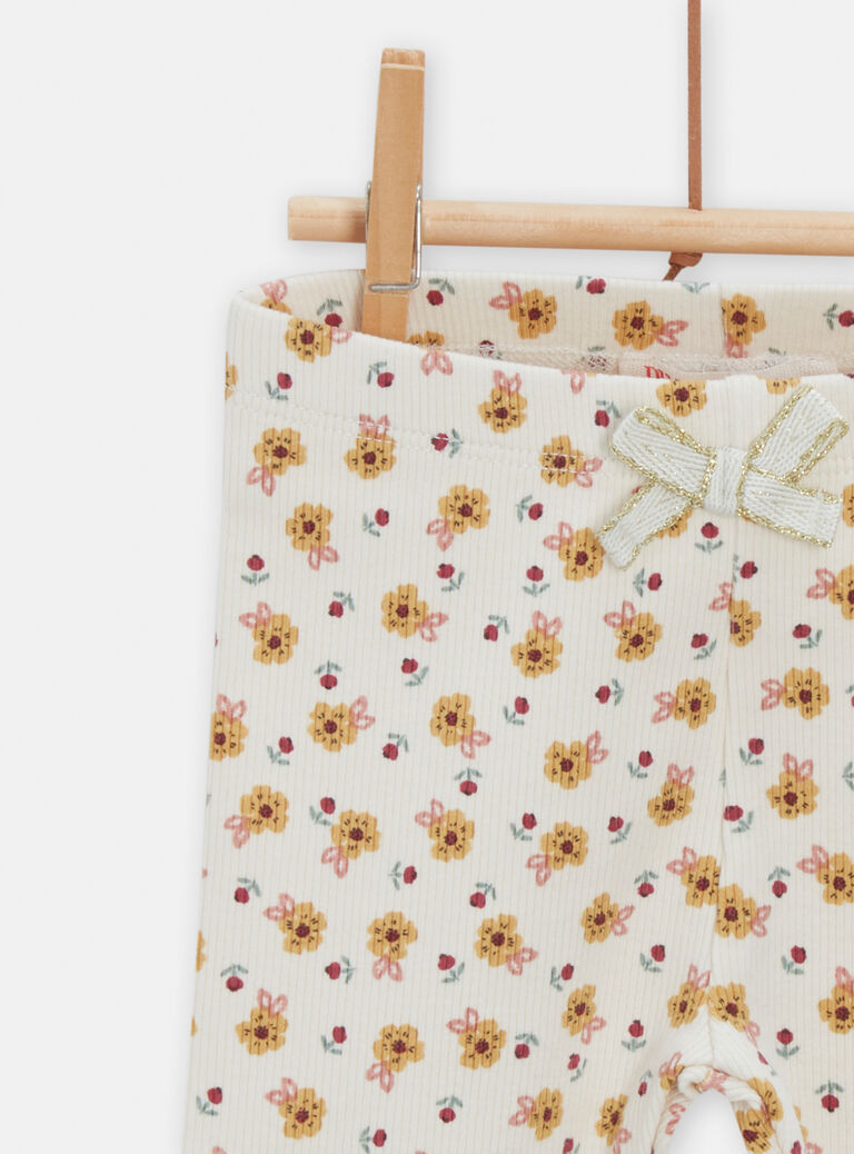 Legging côtelé à motif fleuri pour bébé fille