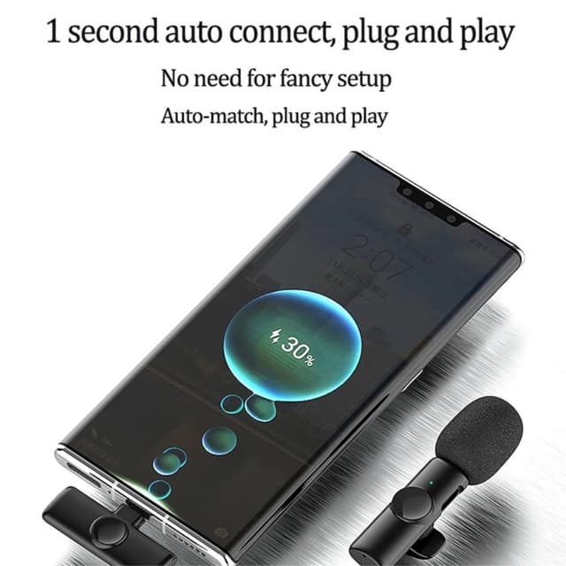 USB-C 2,4 GHz trådløs Lavalier-mikrofon (2 mikrofoner+1 modtager)
