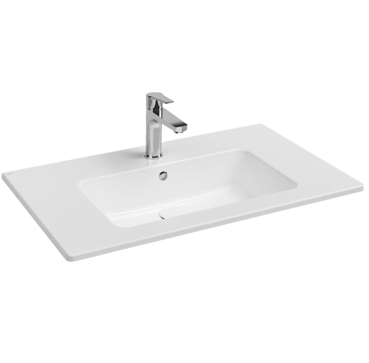 Isvea Sistema T inbouw wastafel met kraangat 80cm wit glans