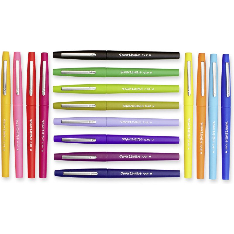Stylo feutre Paper Mate Flair Tropical écriture moyenne - Pochette de 16 couleurs assorties