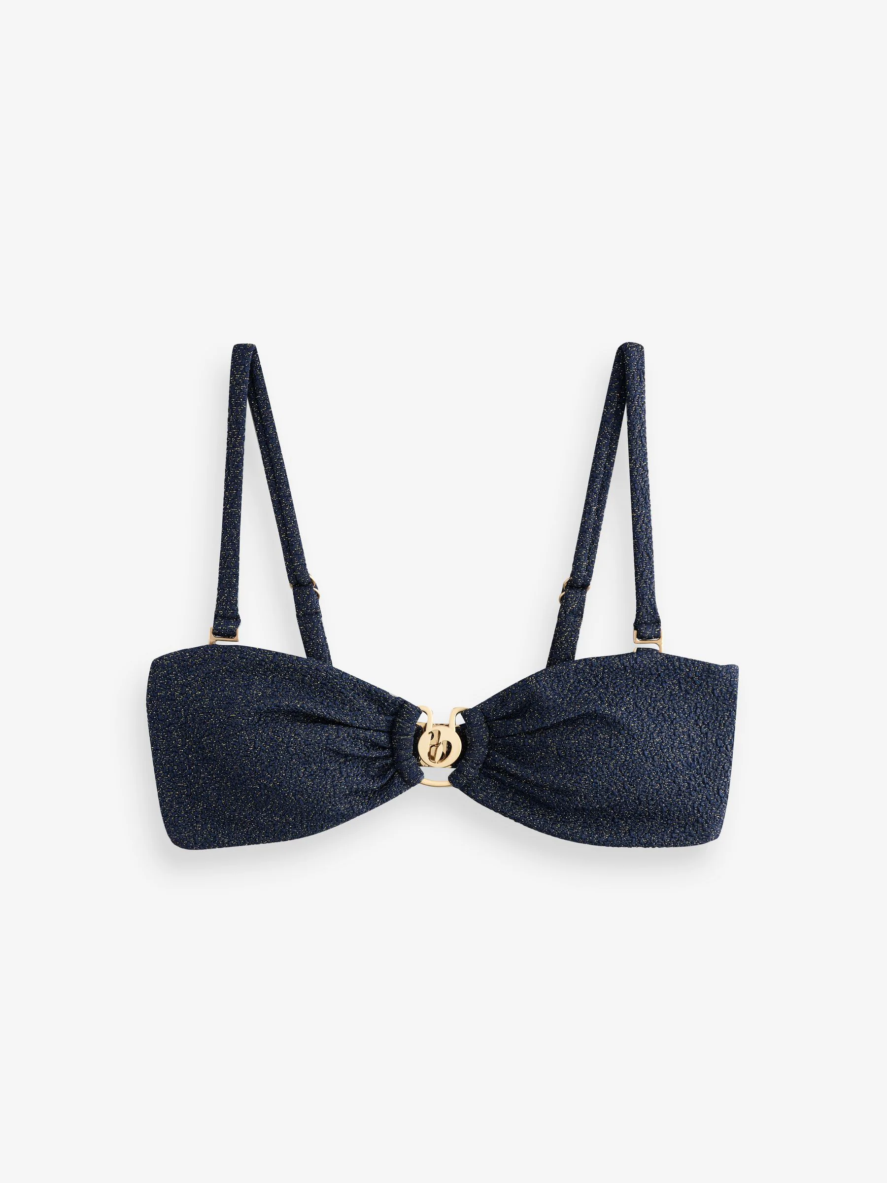 Marineblauw - B by Ted Baker glinsterende bandeau bikinitop met textuur