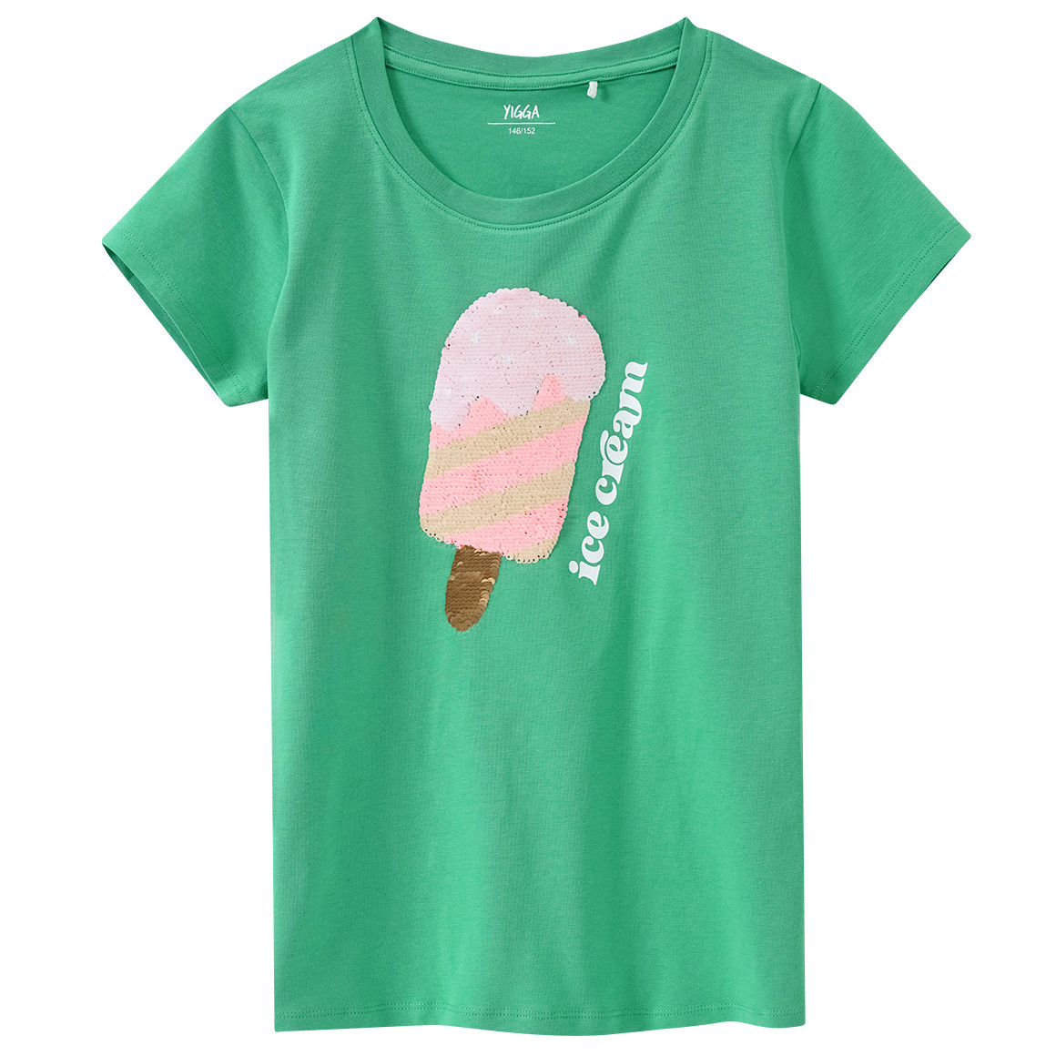 Yigga Mädchen T-Shirt mit Wendepailletten grün