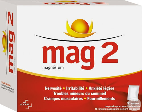 Mag2 Magnésium Poudre Buvable 30 Sachets