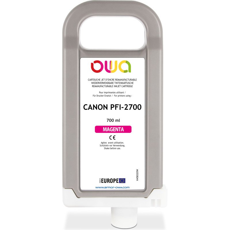 Cartouche d'encre traceur remanufacturable OWA - standard - Magenta - pour CANON PFI-2700 M